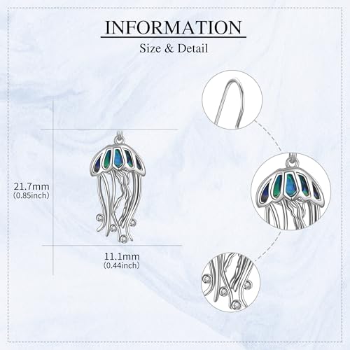 Crab/Mushroom/Lobster/Bat/Angler Fish/Tiger/Elephant/Jellyfish/Flamingo/Scorpion Earrings Dangling Sterling Silver Created Blue Opal Earrings Jewelry Gifts for Women Girls… - style: Jellyfish
