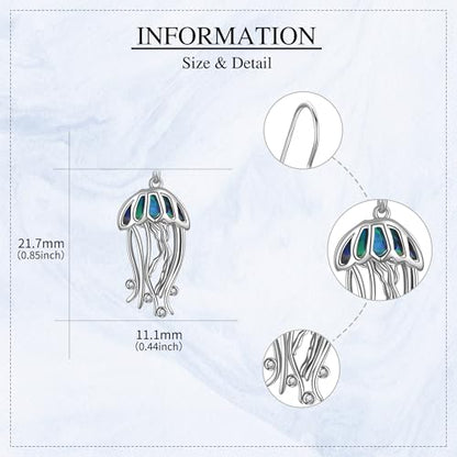 Crab/Mushroom/Lobster/Bat/Angler Fish/Tiger/Elephant/Jellyfish/Flamingo/Scorpion Earrings Dangling Sterling Silver Created Blue Opal Earrings Jewelry Gifts for Women Girls… - style: Jellyfish