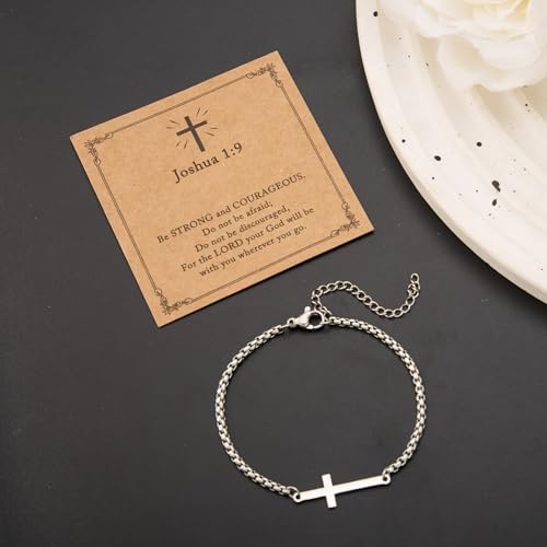 Cross Bracelet for Men with Inspirational Card - color: Silvery