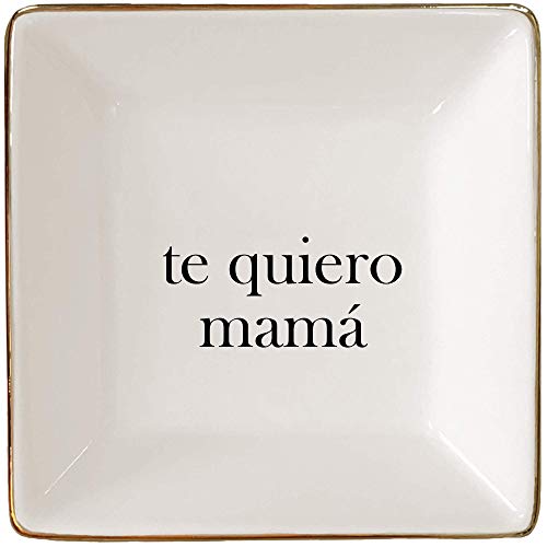 Simply Charmed I Love You Mom Spanish Gift - Ceramic Jewelry Dish or Ring Holder – Trinket Tray – Fun Birthday or Gift for Mother, Mama or Madre - style: Love Mama (Spanish)
