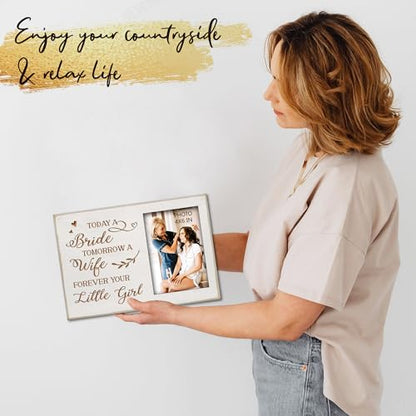 Yudarte Mother of the Bride Gifts from daughter - Engraved Picture Frame 4x6 Inches for Wedding, Engagement,Bridal Shower - Today A Bride,Tomorrow A Wife,Forever Your Little Girl - color: bride parents