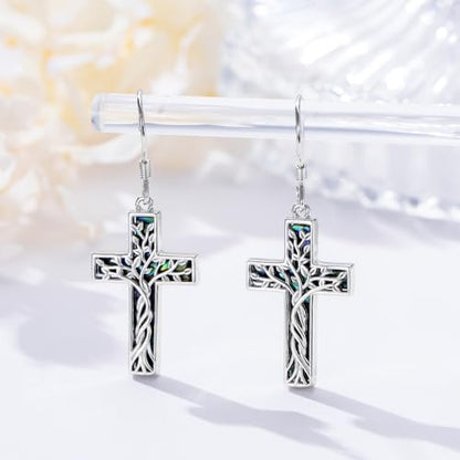 Mountain Mustard Seed Earrings for Women 925 Sterling Silver Lotus/Cross Dangle Drop Earring Christian Jewelry Outdoor Birthday Graduation Gifts - style: Tree of Life