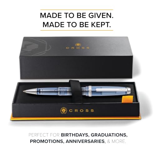 Cross Lume Translucent Translucent Navy Blue Resin Ballpoint Pen - Chrome-Plated Appointments - Black Fine-Tip Ballpoint - 0.27mm Line Width - Lifetime Mechanical Warranty - color: Blue