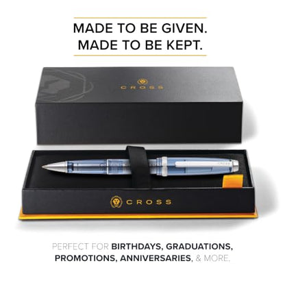 Cross Lume Translucent Translucent Navy Blue Resin Ballpoint Pen - Chrome-Plated Appointments - Black Fine-Tip Ballpoint - 0.27mm Line Width - Lifetime Mechanical Warranty - color: Blue