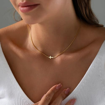 Cross Necklace for Women 14k Gold/Silver Plated Dainty Pendant Necklaces Trendy Jewelry Non Tarnish Hypoallergenic Waterproof Lightweight Gift for Women - style: small cross necklace
