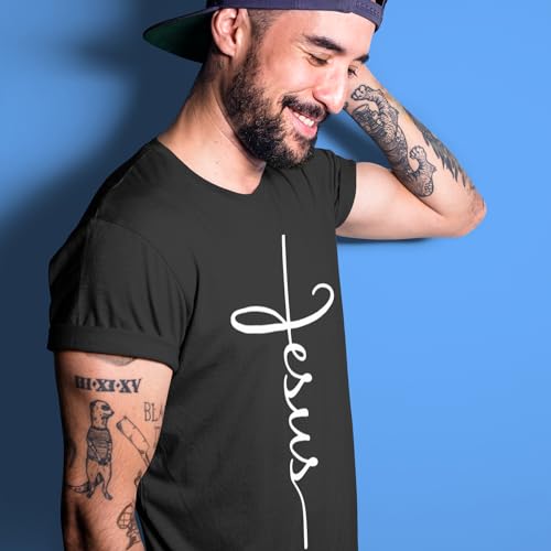 Jesus Cross T-Shirt - Christian Religious Graphic Tee for Men Women - color: Black, size: Medium