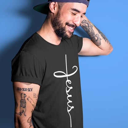 Jesus Cross T-Shirt - Christian Religious Graphic Tee for Men Women - color: Black, size: Medium