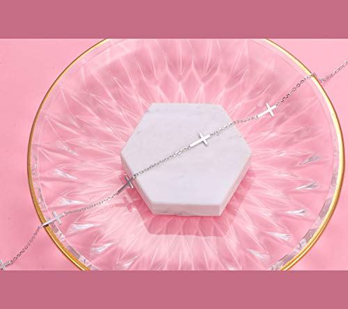 DAOCHONG Women S925 Sterling Silver Disc Statement Choker Necklace - style: Cross 2