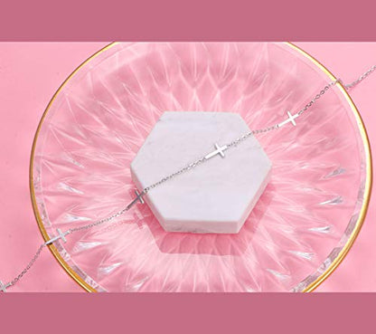DAOCHONG Women S925 Sterling Silver Disc Statement Choker Necklace - style: Cross 2