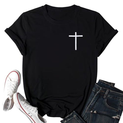 Christian Jesus Faith Shirts for Men Religious Cross Bible Verse T-Shirt - color: Black, size: Medium