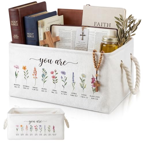 Marsui Christian Gifts for Women Bible Basket for Books, Christian Flower - style: Christian Flower