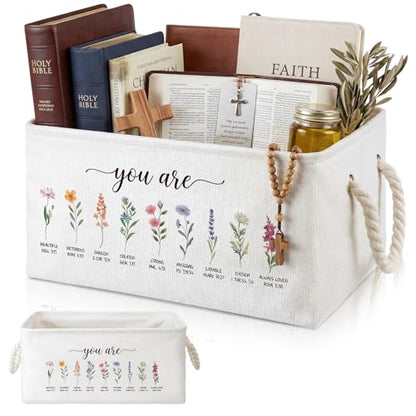 Marsui Christian Gifts for Women Bible Basket for Books, Christian Flower - style: Christian Flower