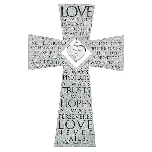 Let’s Make Memories Personalized Love Is Patient Cross - For Weddings, Anniversaries, Couples - Wedding Prayer - Customize Message - 12”Hx8”W - style: Love is Patient