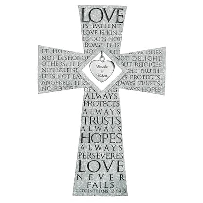 Let’s Make Memories Personalized Love Is Patient Cross - For Weddings, Anniversaries, Couples - Wedding Prayer - Customize Message - 12”Hx8”W - style: Love is Patient