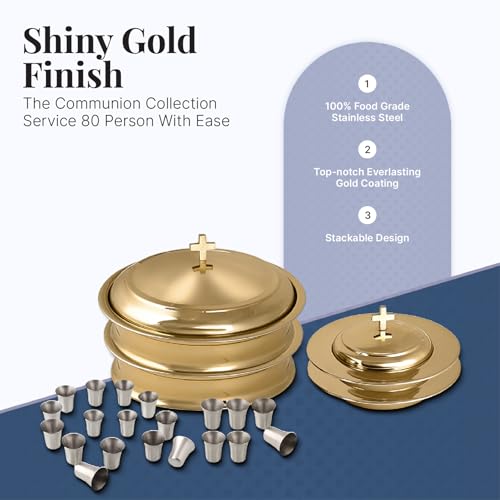Communion Set for Church - Two Communion Trays & Two Bread Plates with Lid