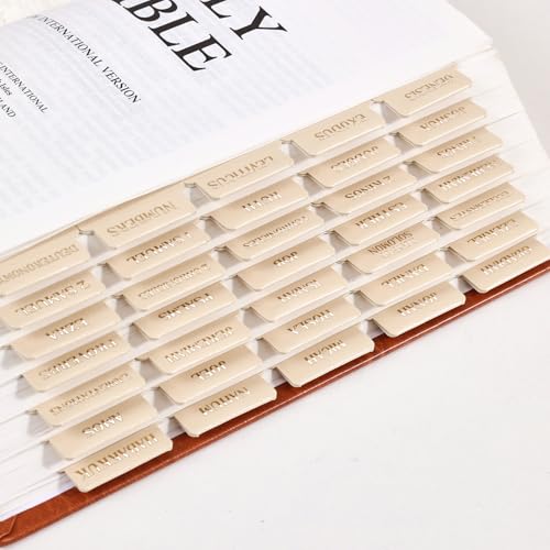 Leather Bible Tabs, Bible Tabs for Women and Men(Gold Foil Lettering) Large Print Stickers, Easy to Read and Apply, 66 Chapters & 14 Blank DIY Labels for Easy Navigation, Christian Accessories(Beige) - style: Leather Beige