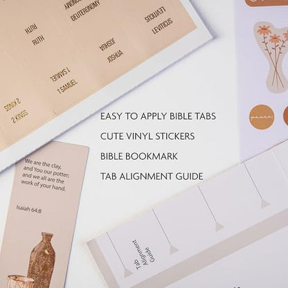 DiverseBee Laminated Bible Tabs with Copper Embossed Lettering (Alabaster) - color: Alabaster