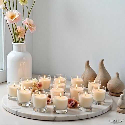 Hosley's 96 Pack of Ivory Unscented Clear Glass Filled Votive Candles - color: Ivory, size: 96 Pack