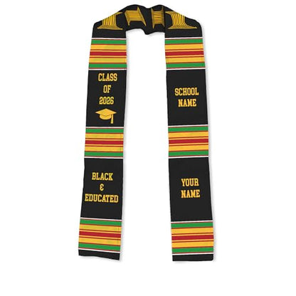 MDPrints Global Kente Graduation Sash 2026, Black Girl Magic Graduation Sash 2026, Class of 2026 Graduation Gift - color: Kente Dk07