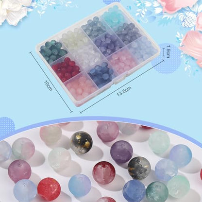 300Pcs 8mm Frosted Glass Beads for Bracelet Making Kit - color: Frosted