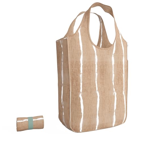 Pure Sage Reusable Grocery Bag - Stylish Shopping Bags for Groceries - Foldable Tote Bag - color: Natural Mood