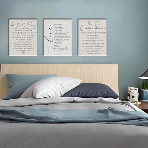 AOYUSMO 3 Piece 10 Commandments Wall Art Christian Canvas Wall Art Bible Verse Pictures Wall Decor Jesus Religious Art Prints Scripture Artwork for Living Room Church Office - color: The Ten Commandments, size: 12x16in