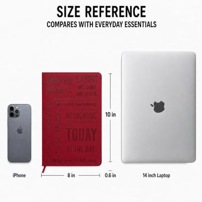WORLD TRAVELER Large Lined Journal Notebook 256 Ruled White & Ivory Pages - color: Today is the Day