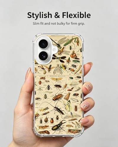 Natural Insects Phone Case Compatible with iPhone 17, Bugs Scientific Illustration Phone Cover for iPhone 17 - color: Natural Insects