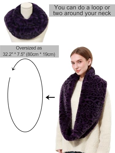 LA CARRIE Womens Leopard Print Infinity Scarf Loop Circle Neck Warmer - color: Leopard Purple
