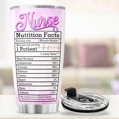 Nurse Appreciation Gift 20oz Tumbler, Floral Medical Design, Stainless Steel Insulated Cup with Nutrition Facts Graphic, Ideal for RN LPN CNA Graduation Week or Thank You Present - color: Nurse Life M8