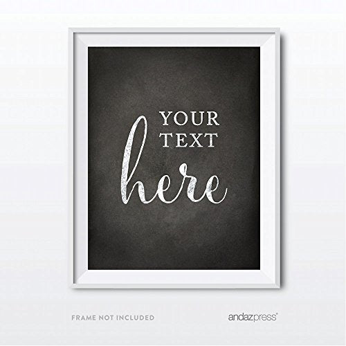 Andaz Press Fully Personalized Wedding Party Signs, Vintage Chalkboard Print, 8.5x11-inch Wall Art, Poster, Gift, Your Text Here, 1-Pack, Custom Made Any Text - color: Custom Fully Personalized
