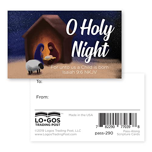 O Holy Night, Isaiah 9:6, Bulk Pack of 25 Christmas Affirmation Scripture Cards for Kids, Pass it On Christian Bible Verse Cards for Sunday School, Childrens Church, & Youth Group Ministry