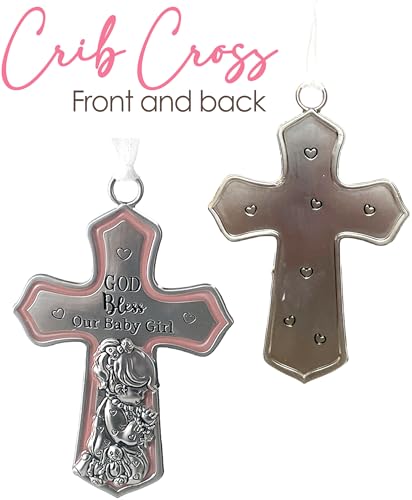 elskandi Crib Cross God Bless This Baby Girl Wall Art for Nursery
