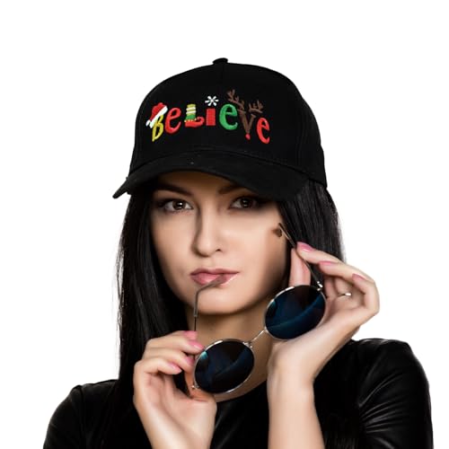 Embroidered Baseball Cap for Women Men Adjustable Baseball Hat Black Baseball Cap Trucker Hat - color: Christmas