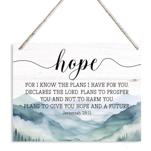Christian Hope Sign, Religious Artwork for Wall Decor, Motivational Home Office Decors, Living Room Decor Signs, Bible Verse Decors, Inspirational Christian Gifts, Jeremiah 29:11 Wood Sign - color: 26