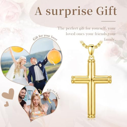 14K Gold Plated Cross Pendant Necklace Christian Jewelry Religious Gift - color: A09-Cross Gold