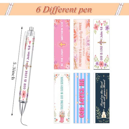 Christian Pens for Women, Bible Verse Ballpoint Pens 6 Pack with Gift Box - color: pink02