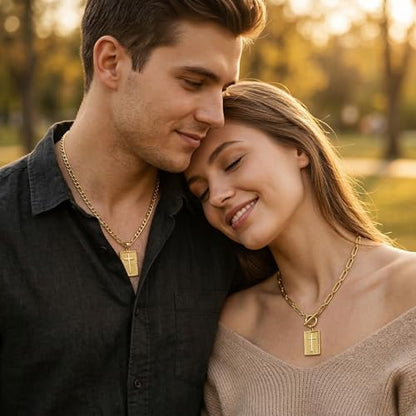 Cross Necklace for Women Girls, 14K Gold Plated Dainty Pendant Necklaces Set, Cute Trendy Faith Christian Religious Everyday Jewelry Gifts Aesthetic Accessories Non Tarnish - color: Classic Figaro