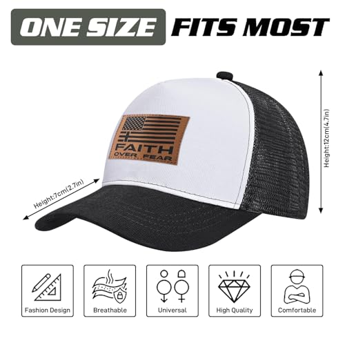 Christian Hats for Men Women, Faith Over Fear Hat - color: Black White