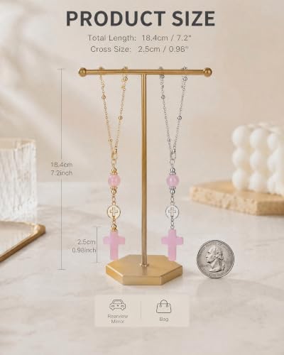 Pink Religious Cross Car Charm for Women (Cross-Pink)