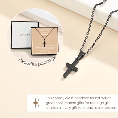 Gold Plated/Silver/Black Cross Chain Necklace Gifts for Boys Girls Son - color: black, style: For your Baptism