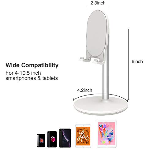 Bright Stone Phone Stand for Desk, Adjustable Cell Phone Holder for Desk, Compatible with 4"-12.9" Phones/Tablet/iPhone/iPad/Switch (White) - color: White
