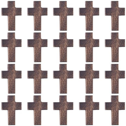 SUNNYCLUE 100Pcs Wood Cross Charms Wooden Cross Beads Mini Small Pocket Crosses Natural Wood Rosary Crucifix Easter Holiday Charms for Jewelry Making Charms DIY Necklace Bracelets Craft Supplies - color: 100Pcs Coconut Brown 22x15mm