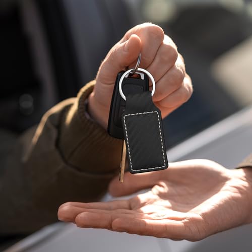LaserGram Rectangle Keychain, Christian Cross, Personalized Engraving Included - color: Carbon Fiber Black With Silver