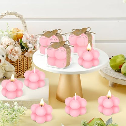 30 Sets Mini Bubble Candles Wedding Favors for Guests, 1.6" Soy Wax Candle - color: Pink