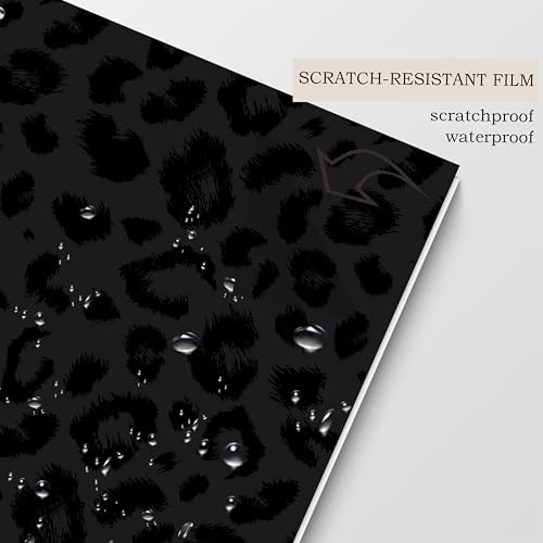 Black Leopard Print Spiral Notebook Journal 5.5x8.3, Cheetah Print Notebooks for Work, Leopard Print Gifts for Women - color: Black Leopard