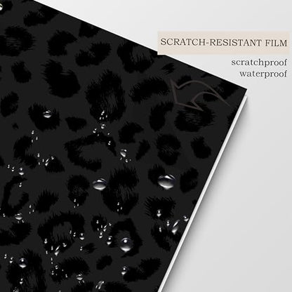 Black Leopard Print Spiral Notebook Journal 5.5x8.3, Cheetah Print Notebooks for Work, Leopard Print Gifts for Women - color: Black Leopard