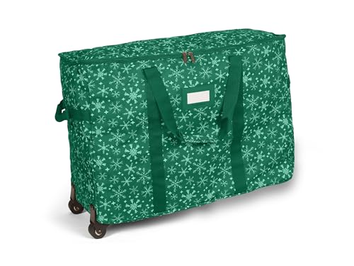 Covermates Rolling Treasurekeeper Storage Bag, 25.5" W x 13" D x 18.5" H - color: Green Snowflake Polyester, size: 25.5W x 13D x 18.5H - With Wheels
