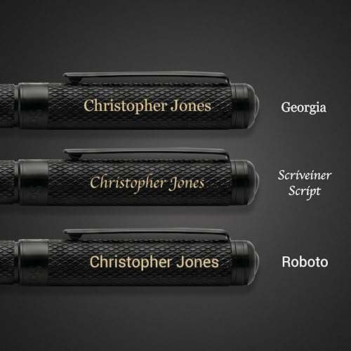Scriveiner All Black Rollerball Pen - Stunning Luxury All Metal Matt Black Pen, Schmidt Ink Refill, Best Roller Ball Gift Set for Men & Women, Professional, Executive Office, Custom Name Engraving - color: AllBlack (Personalized)