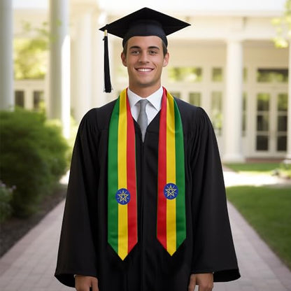 Graduation Flag Stole Sash Scarf Day Gifts - color: Ethiopia Flag